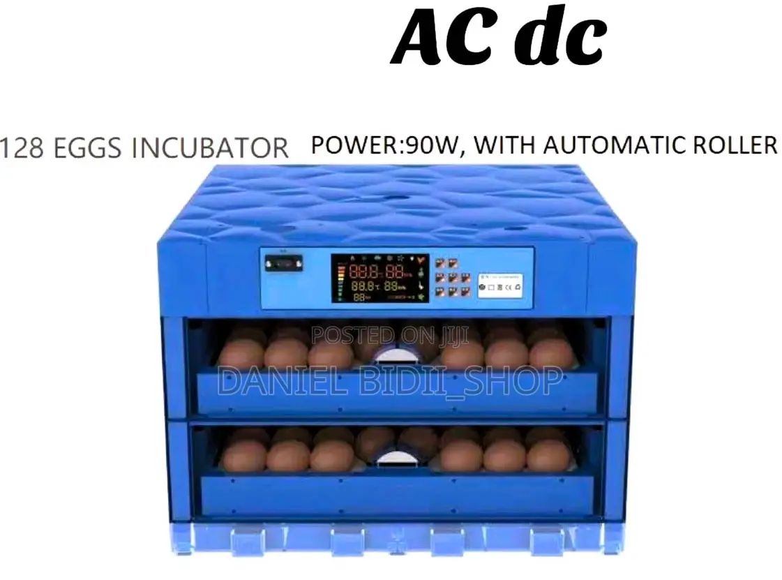 Ac Dc 128 Eggs Incubator With Automatic Roller 90w