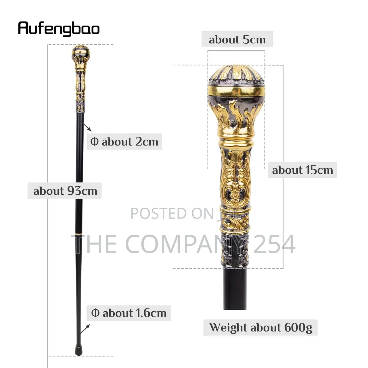 Gold Luxury Lion Head Congolese Walking Sticks