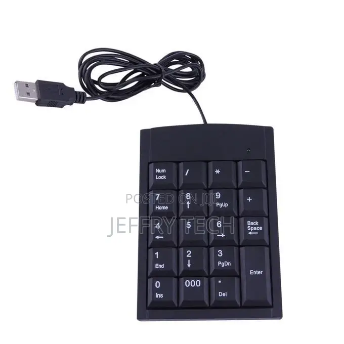 USB Wired Numeric Keyboard Keypad Adapter 19 Keys for Laptop