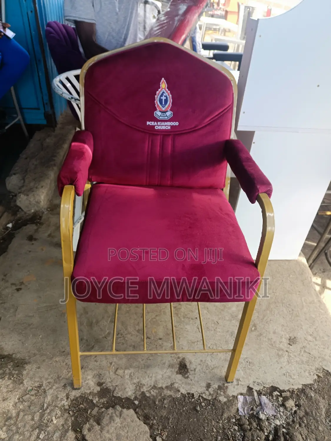 Maroon Church Chair, With Logo 