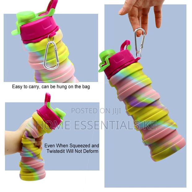 *Multicoloured 500ml Silicone Collapsible Water Bottle - thumbnail 2