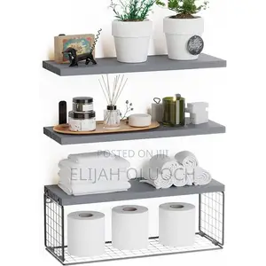 Solid Pine Wood Bathroom Floating Shelves
