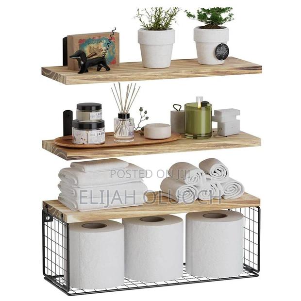 Solid Pine Wood Bathroom Floating Shelves - thumbnail 5