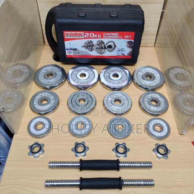 20kg Chrome Dumbell Set Body Fitness