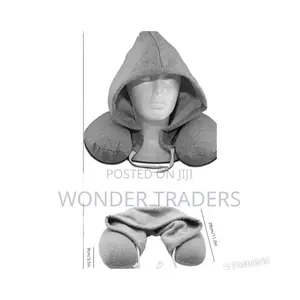 Microfiber Travel Neck Pillow With Hoodie - Grey