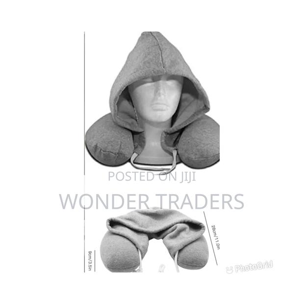 Microfiber Travel Neck Pillow With Hoodie - Grey