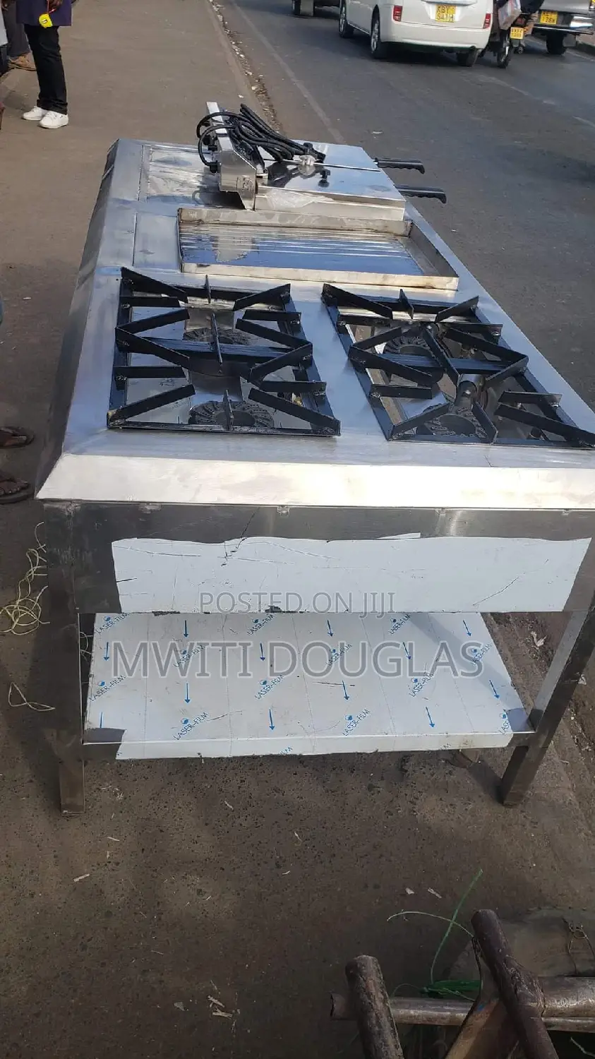 4burner, Chips Fryer and Griddle Combined Cooker Unit