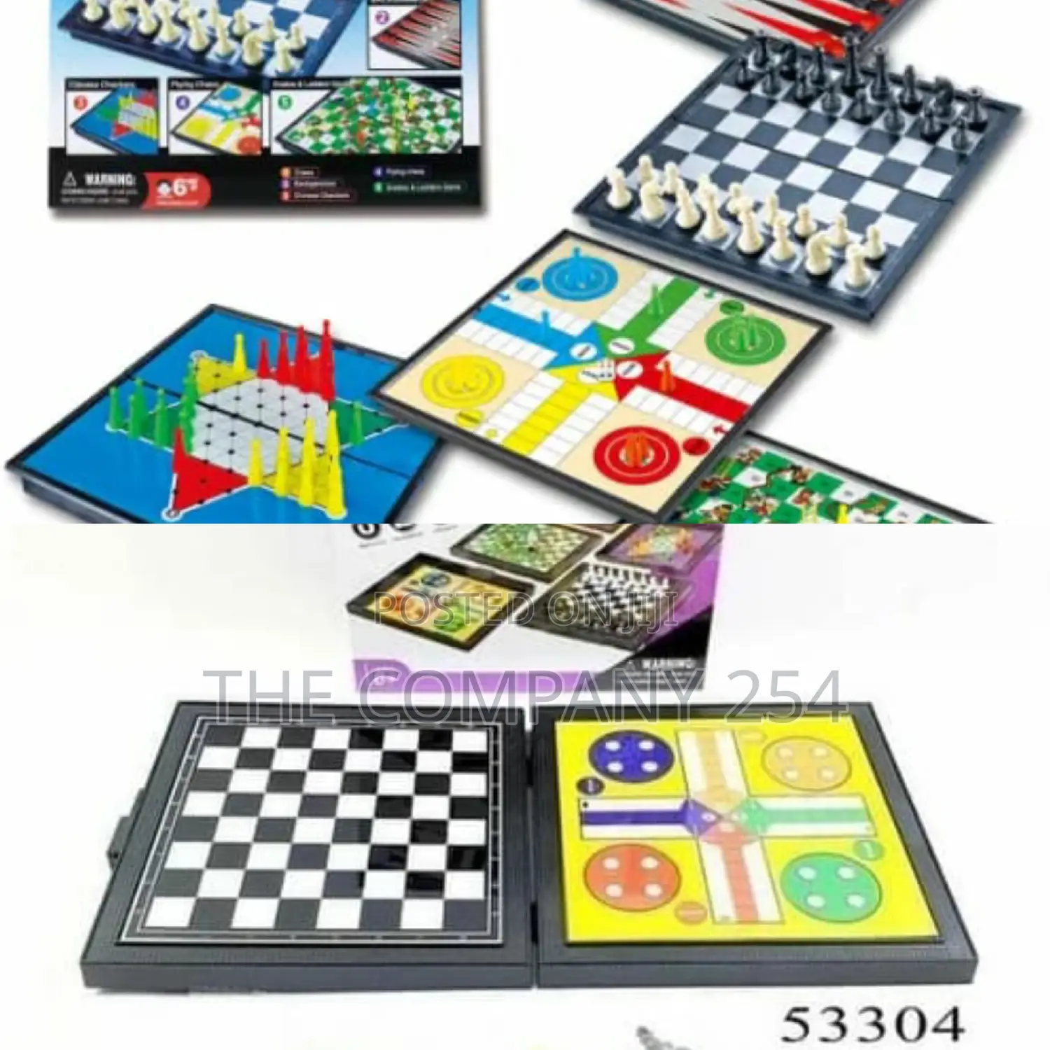 Magnetic Collapsible Board Game With Backgammon, Snake ,