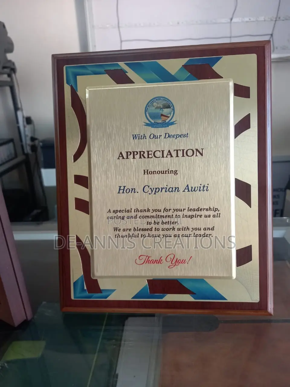 Wooden Gold Plaque