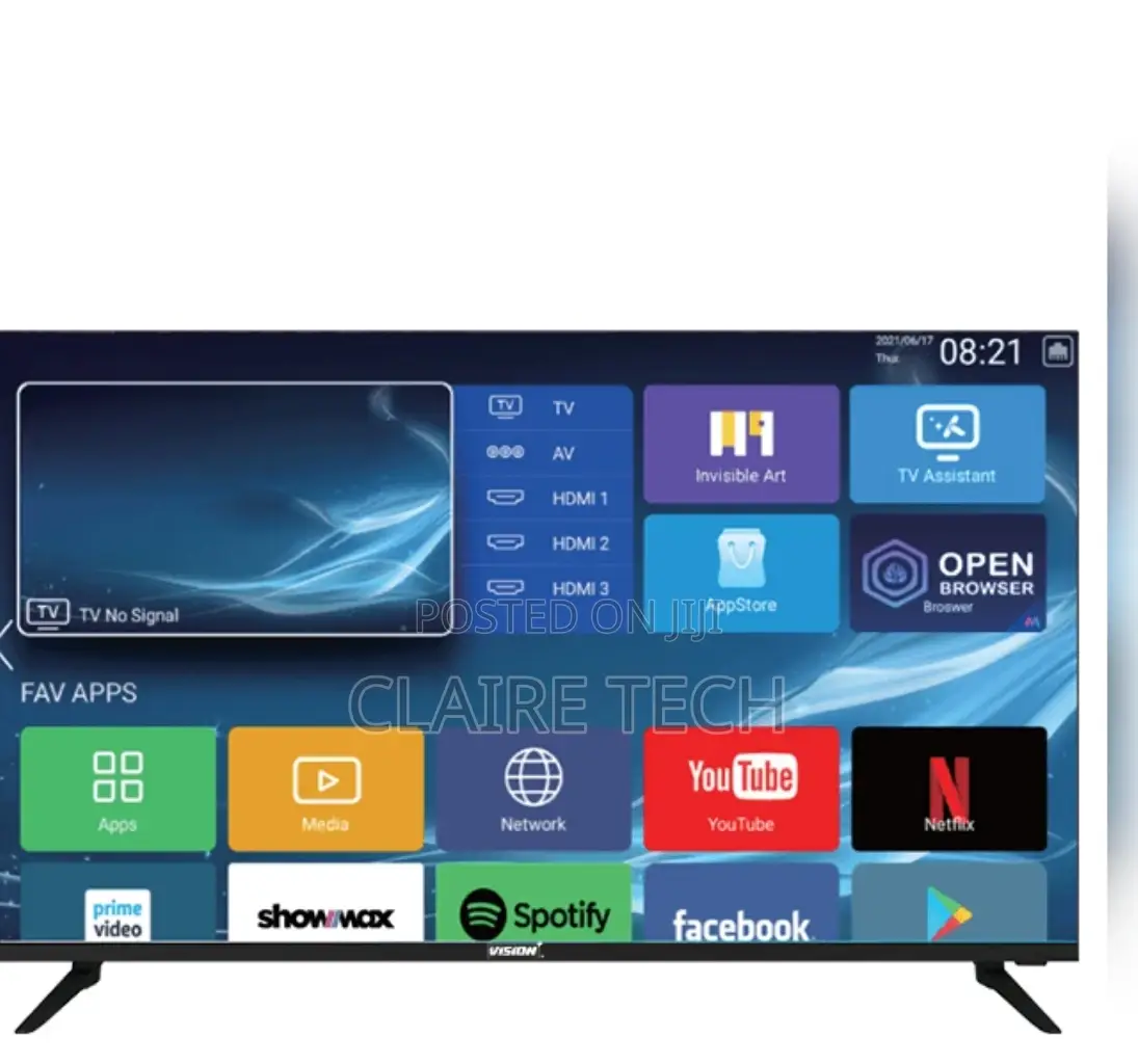 Vision 43 Inches Smart Android Flameless Tv With Bluetooth