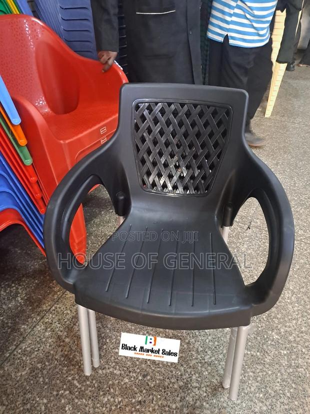 Black Plastic Chairs With Metal Tubing - main view