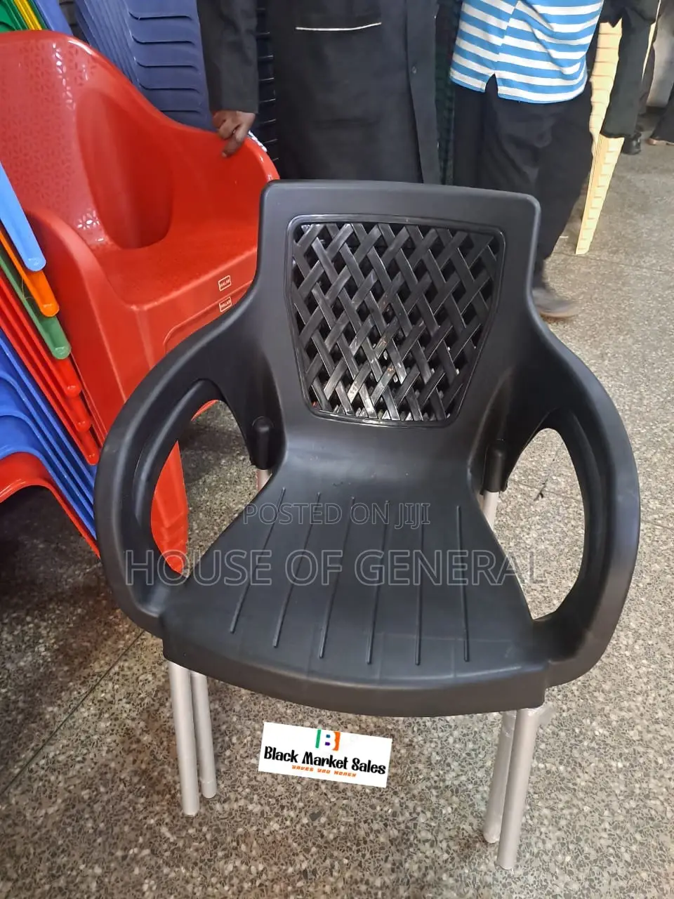 Black Plastic Chairs With Metal Tubing