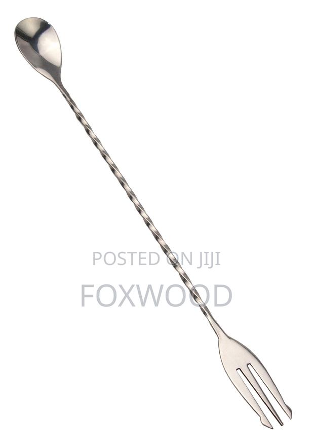 Stainless Steel Silver Bar Spoon With Fork 30cm - thumbnail 2