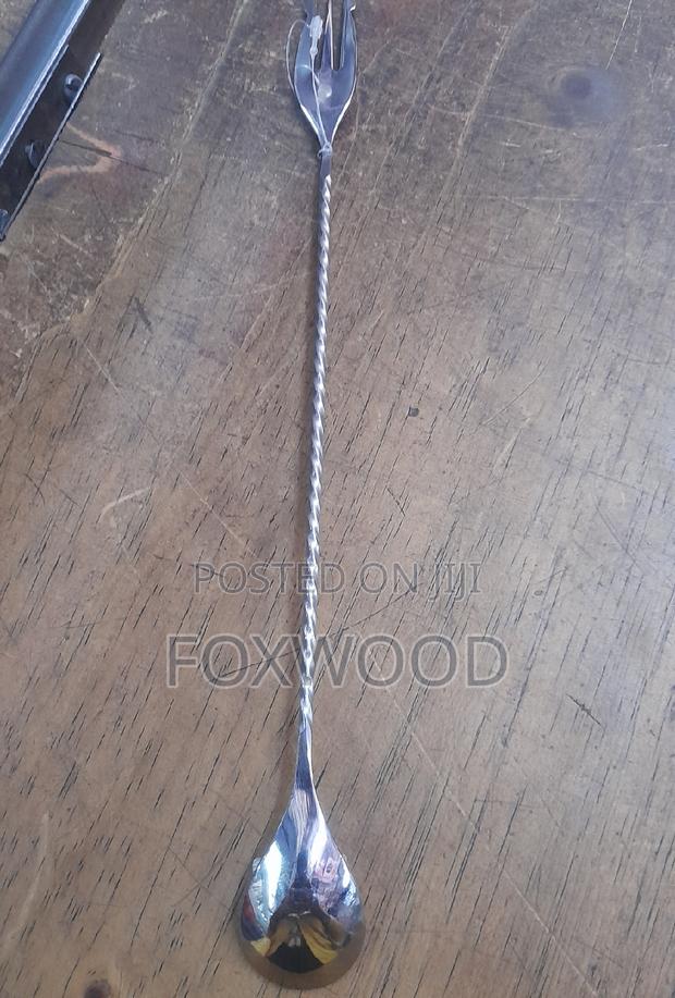 Stainless Steel Silver Bar Spoon With Fork 30cm - thumbnail 4