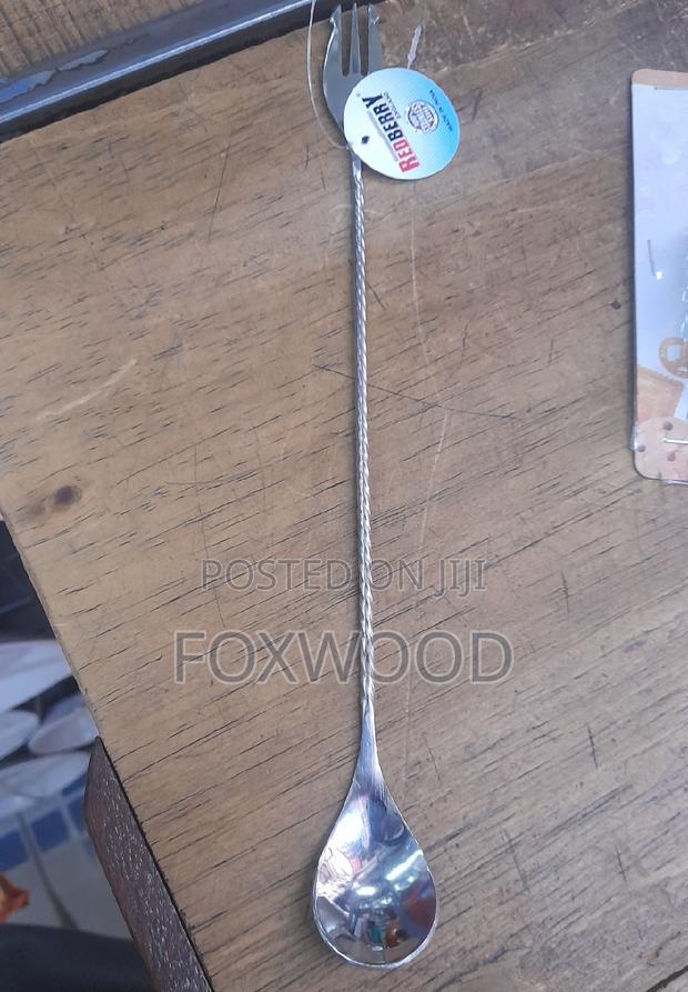 Stainless Steel Silver Bar Spoon With Fork 30cm - thumbnail 5