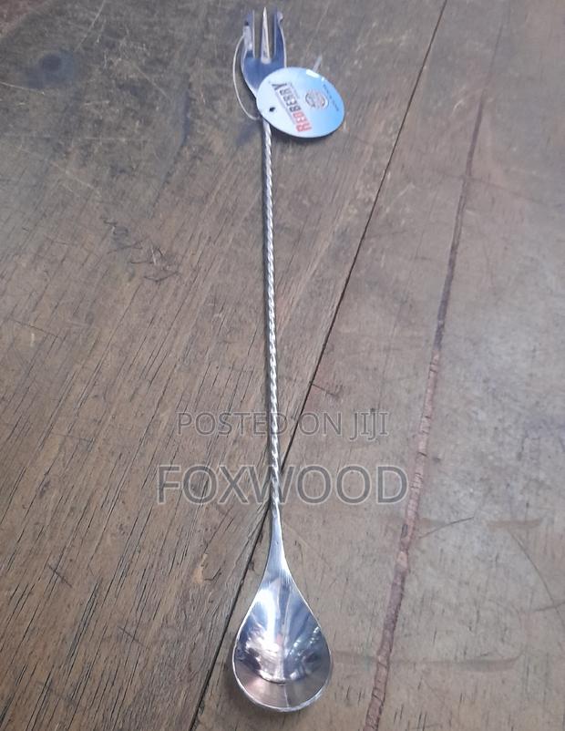 Stainless Steel Silver Bar Spoon With Fork 30cm - thumbnail 8