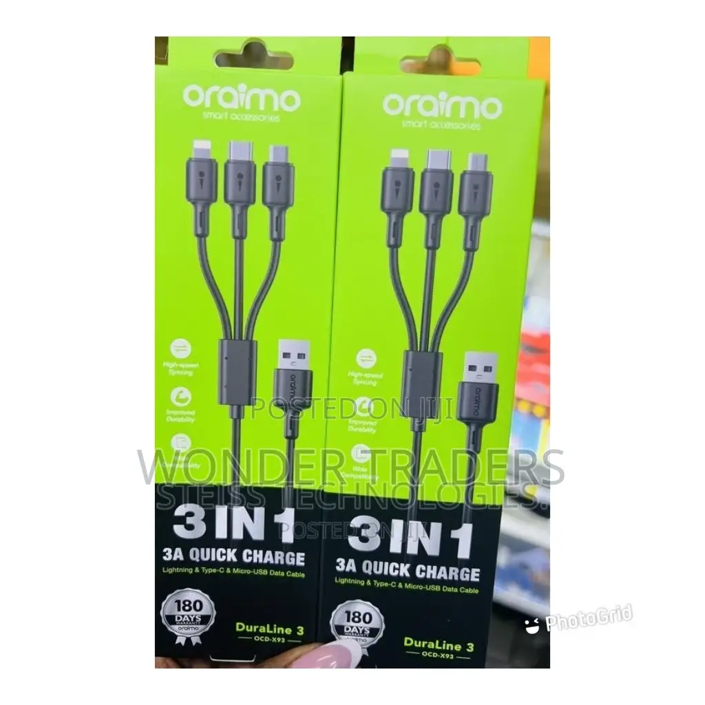 Oraimo Phone Charging 3 in 1 Cable