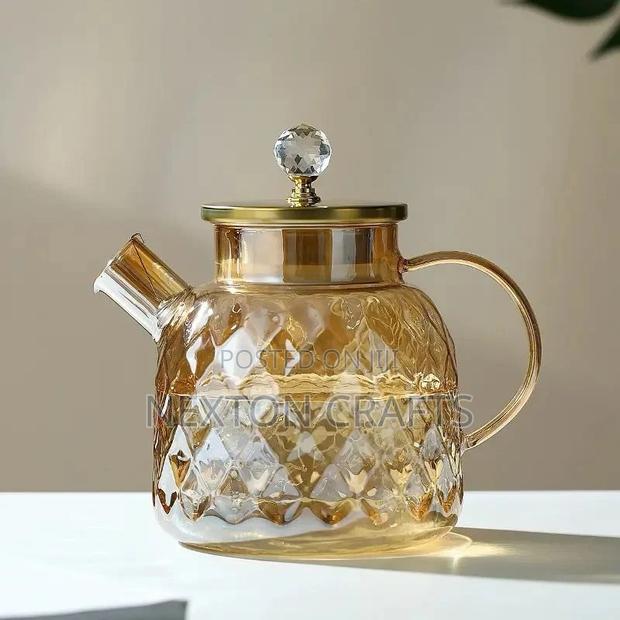 Champagne Color Diamond Texture Surface Glass Kettle - thumbnail 3