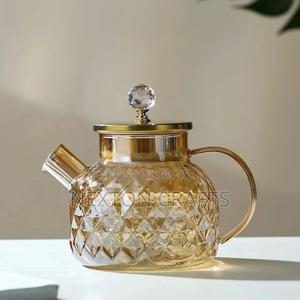 Champagne Color Diamond Texture Surface Glass Kettle - thumbnail 2