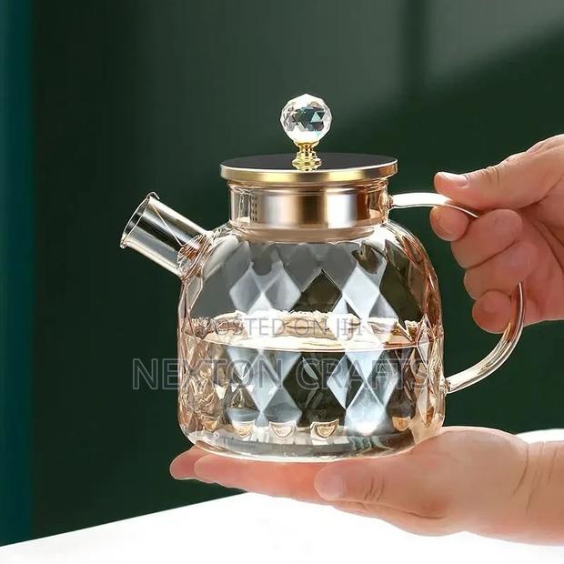 Champagne Color Diamond Texture Surface Glass Kettle - thumbnail 5