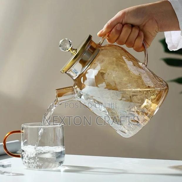 Champagne Color Diamond Texture Surface Glass Kettle - thumbnail 4