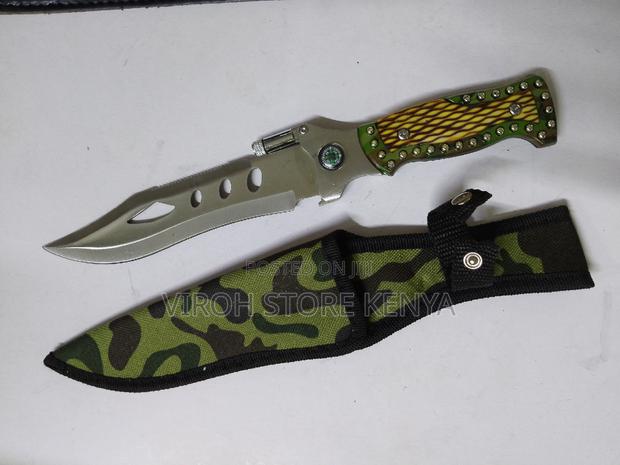 Tactical Knife With Compass and Torch and Pouch - main view