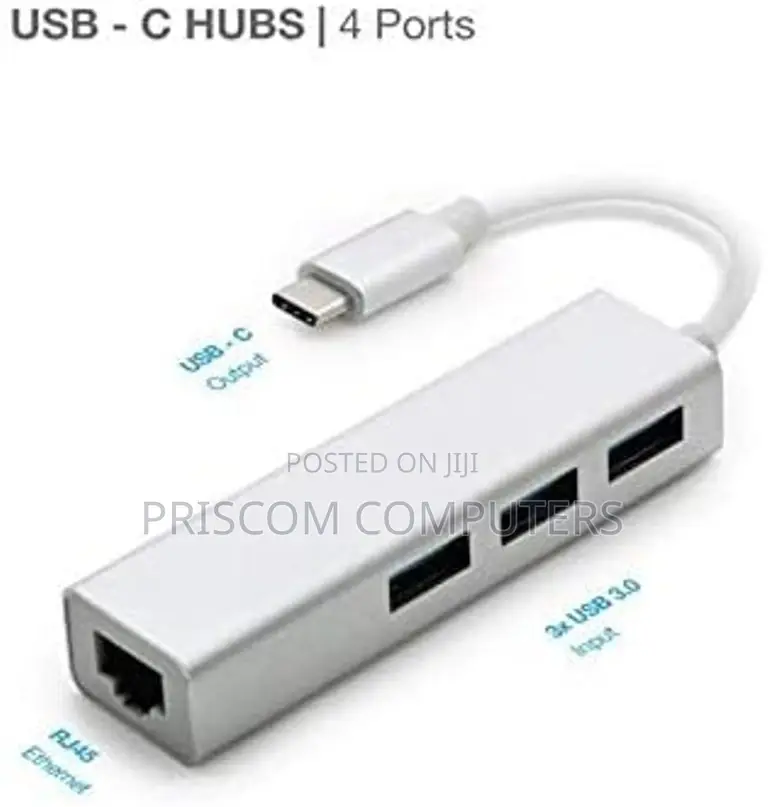 USB-C/Type C to 3 Ports a 3.0 With MBPS Gigabit Network Adap