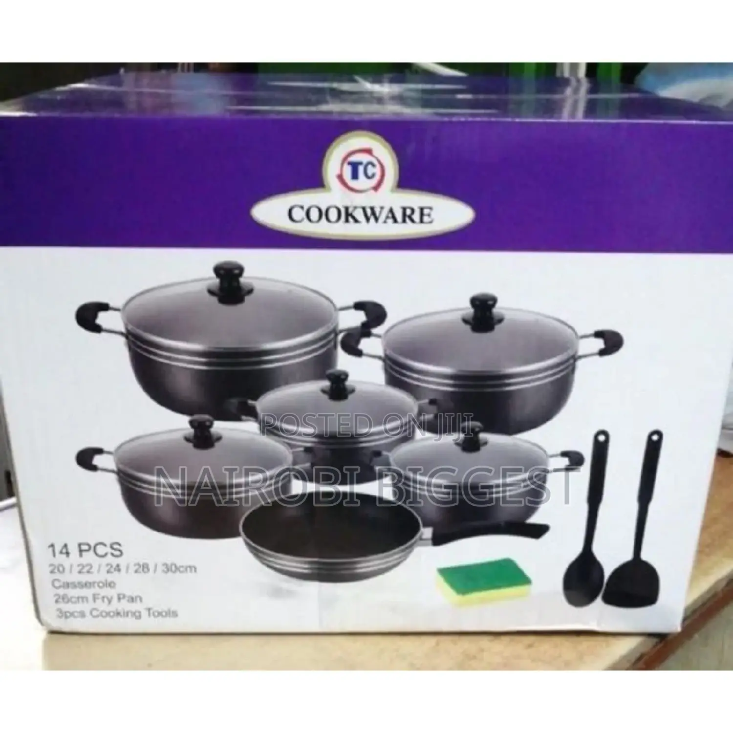 Tc 14 Pieces Non-stick Black Coated Cooking Pot/Sufuria Set