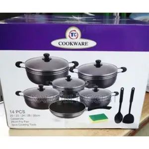 Tc 14 Pieces Non-stick Black Coated Cooking Pot/Sufuria Set