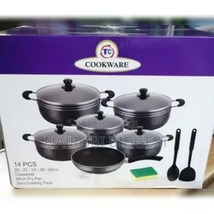 TC 14 Pieces Non-Stick Black Coated Cooking Pot/