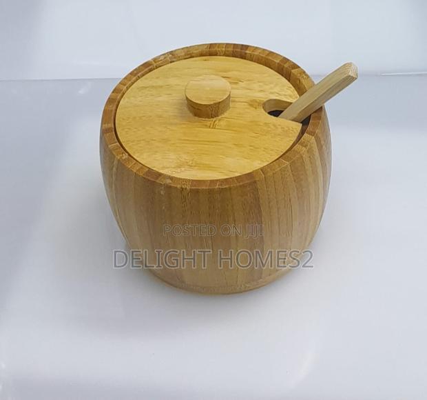 Bamboo Sugar Dish With Bamboo Teaspoon - main view