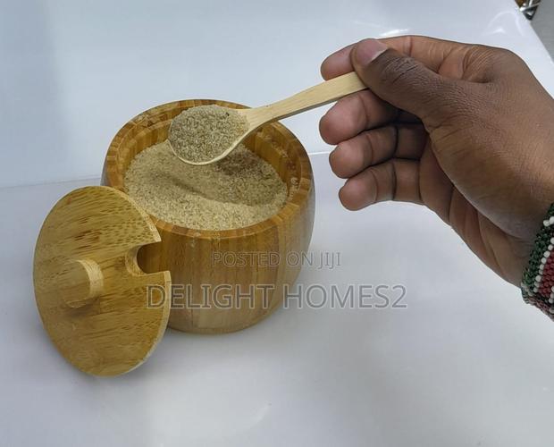 Bamboo Sugar Dish With Bamboo Teaspoon - thumbnail 2