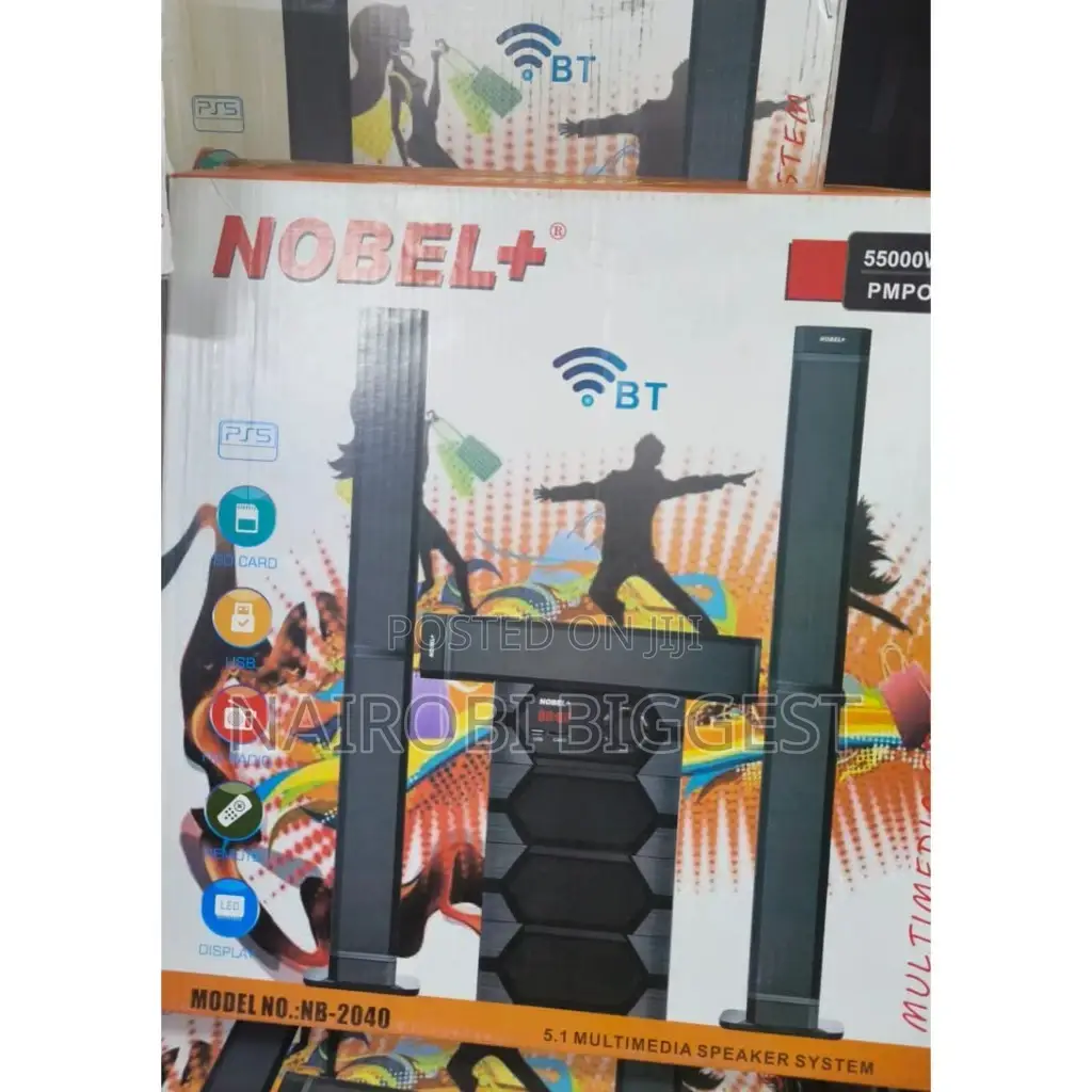 New Nobel Tall Boy Speakers-Bt Hometheare-55000w Pmpo- Nb40