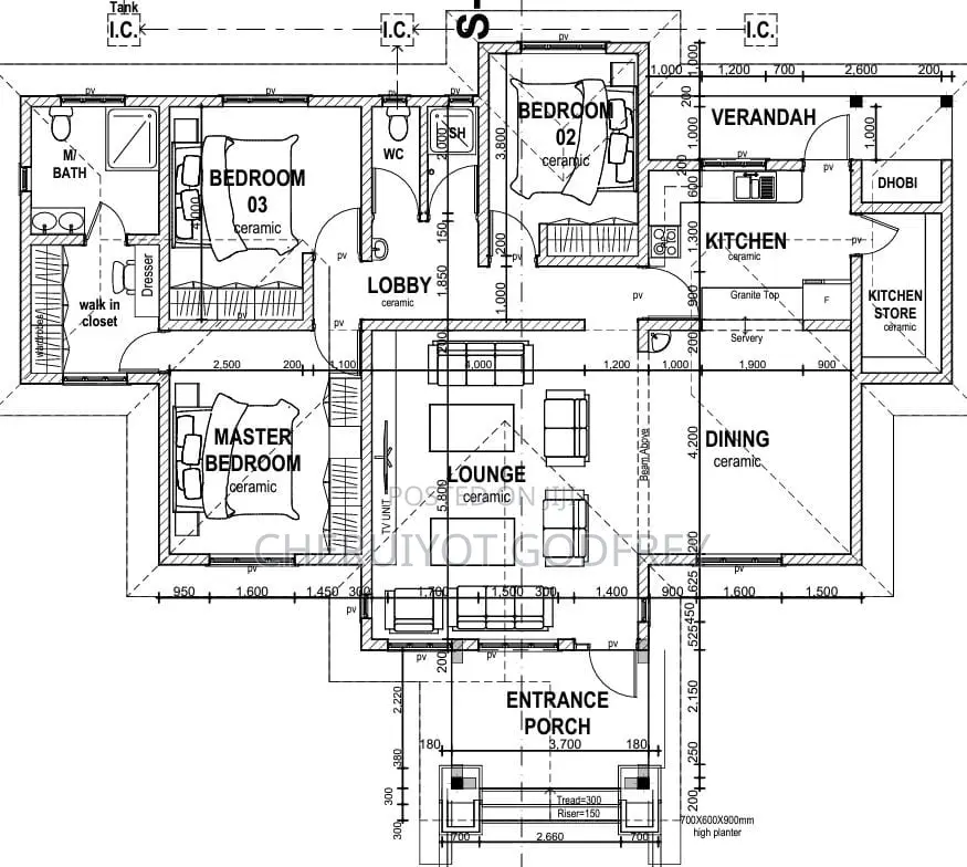 Architectural Drawing Services | 3 Bedroom Floor Plan