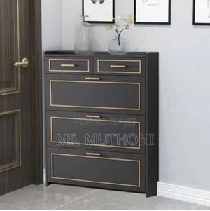 Black Three Tier Bucket Flip Shoe Rack - thumbnail 2