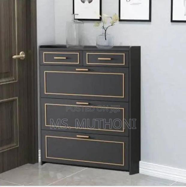 Black Three Tier Bucket Flip Shoe Rack - main view