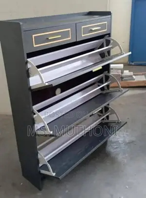 Black Three Tier Bucket Flip Shoe Rack