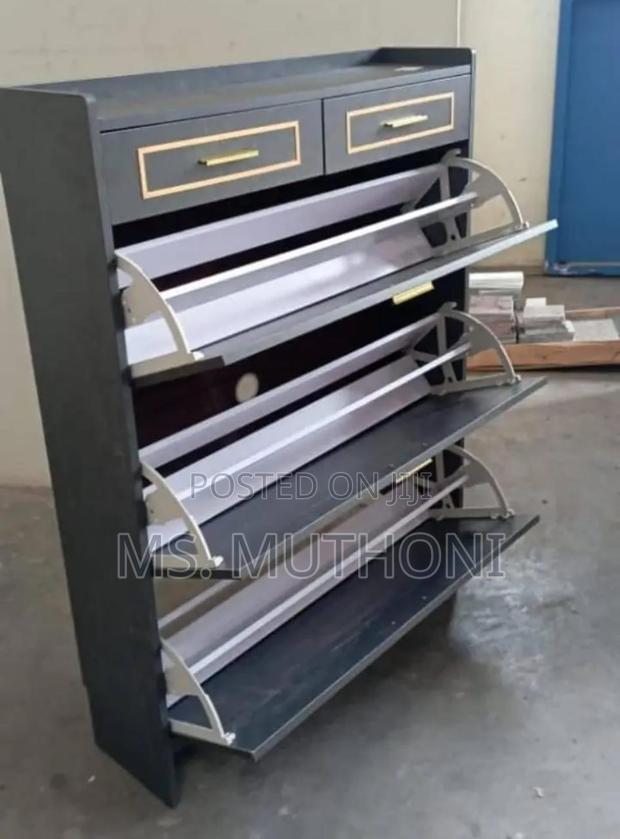 Black Three Tier Bucket Flip Shoe Rack - thumbnail 3