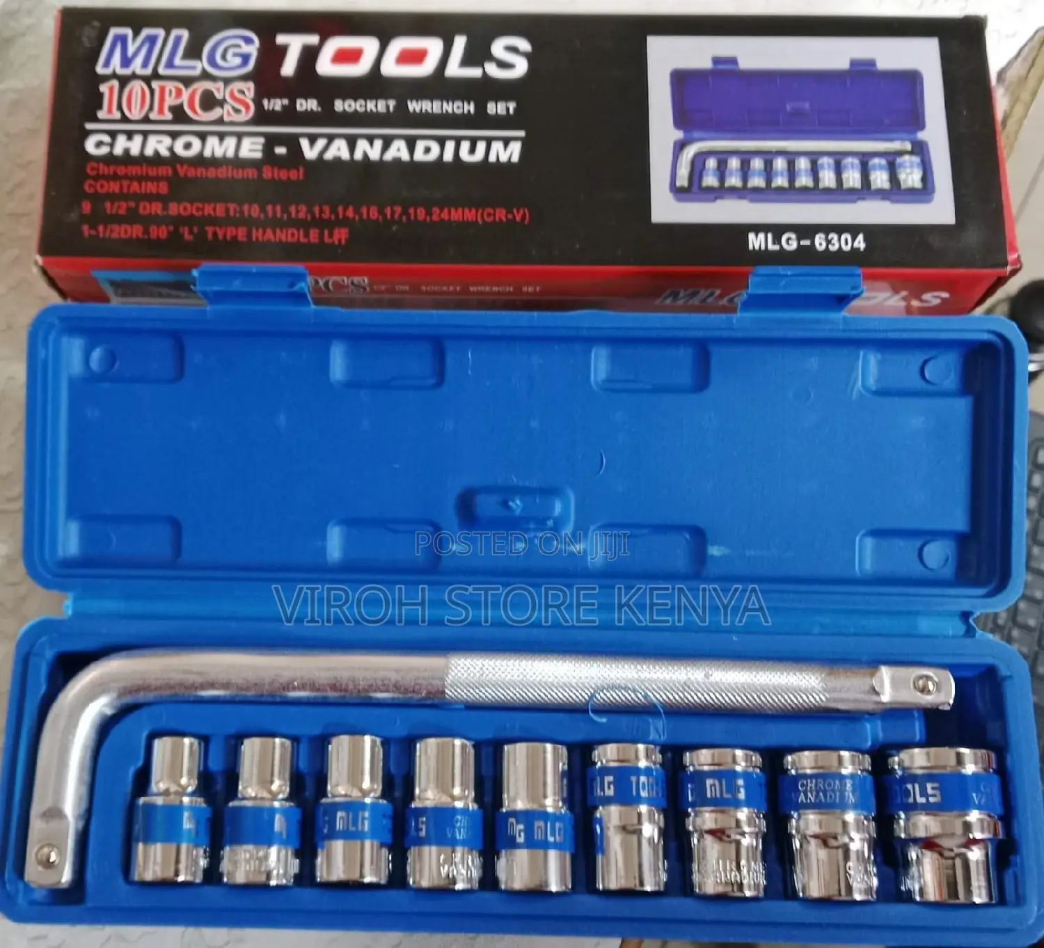 10 PCS Socket Wrench Set 1⁄2 DR Socket 10-24mm