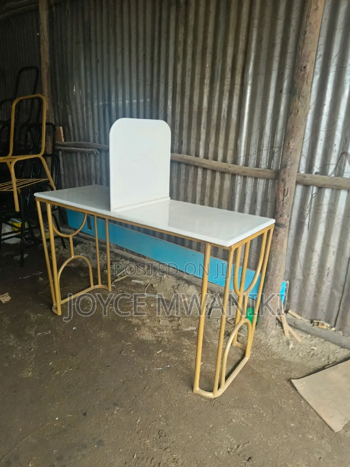 Double Manicure Table, 4 Seater With Marble Tops 