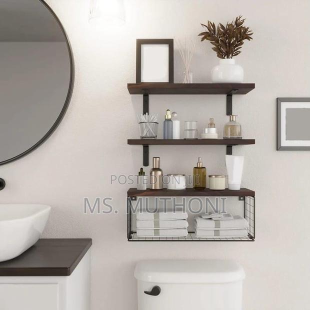 40 Cm Solid Pine Wood Bathroom Floating Shelves - thumbnail 3