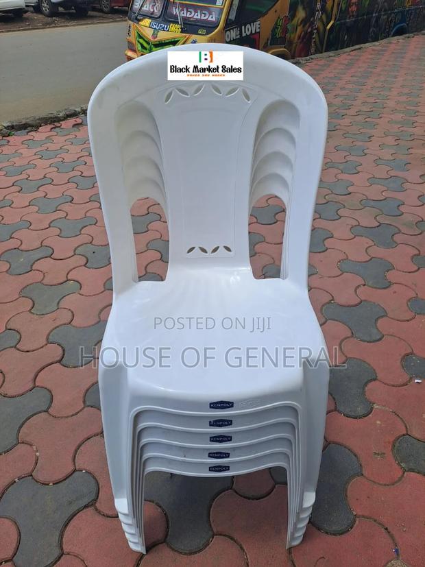 White Armless Kenpoly Plastic Chairs