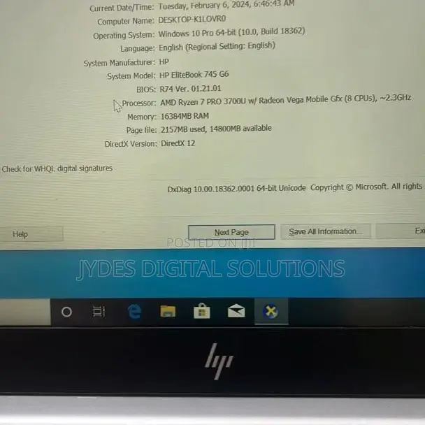 Laptop HP EliteBook 745 G6 16GB AMD Ryzen 7 SSD 256GB