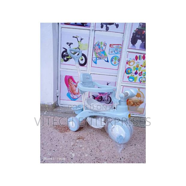 Kids Ride on 3 in 1 Tricycle With Umbrella and Music-Blue - main view