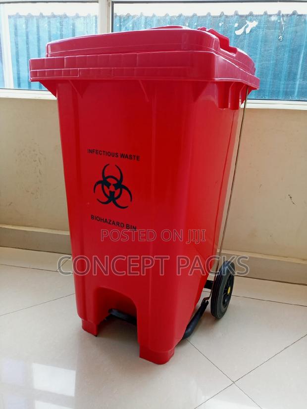 100 Litres Red Biohazard Pedal Bin With - main view