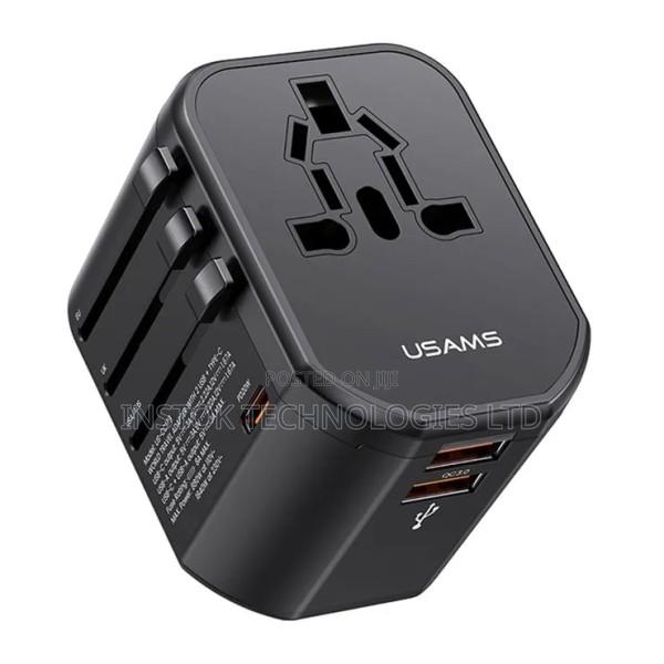 USAMS T62 Universal Travel Adapter 65W Dual USB Type-C - thumbnail 2