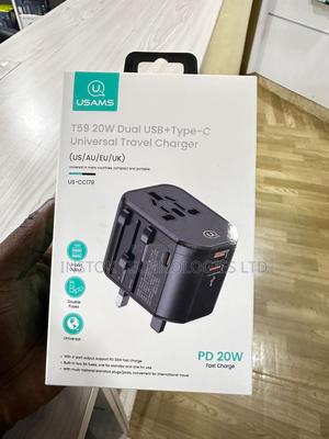 USAMS T59 Universal Travel Adapter 20W Dual USB Type-C - thumbnail 2