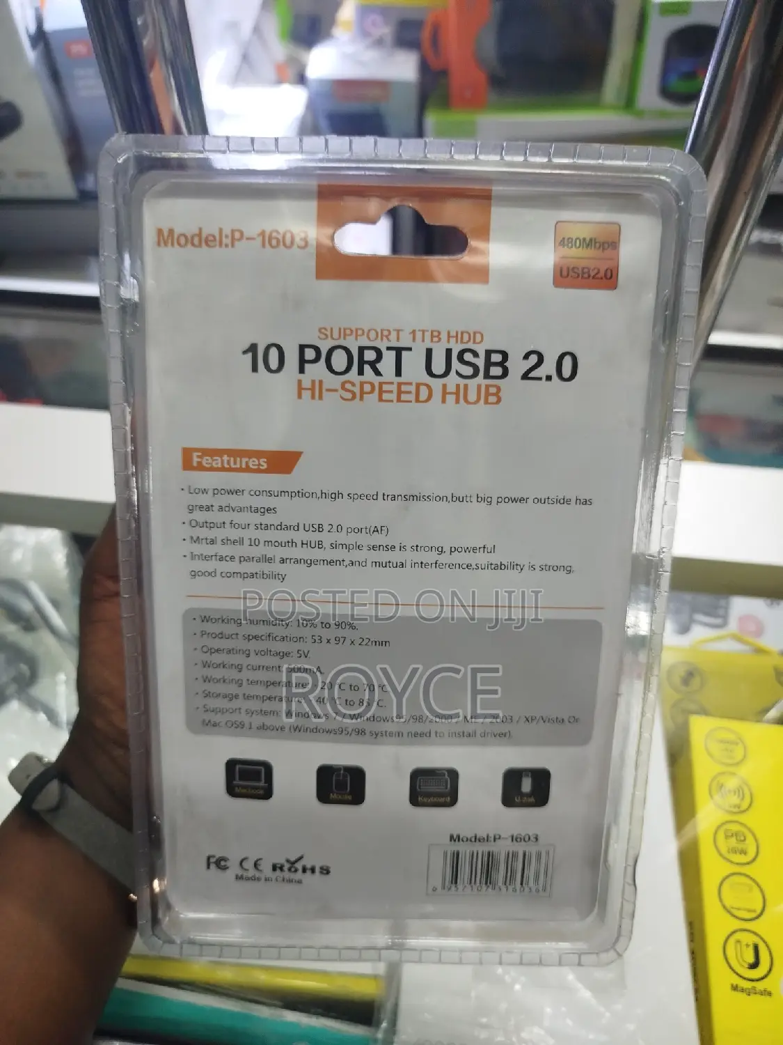 10 Port USB 2.0 Hi-Speed Hub