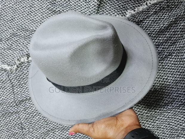 Grey Wide Brim Fedora Hat - main view