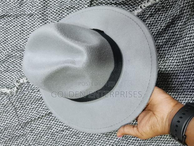 Grey Wide Brim Fedora Hat - thumbnail 4